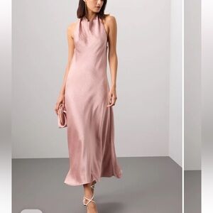 Vince NWT pink satin Halter Cowl Neck midi Dress size S